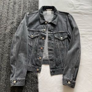 Helmut Lang Cropped Trucker Denim Black/Grey Wash Denim Jacket Size Large